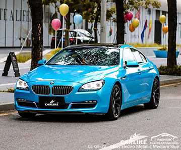 CL-GE-22 gloss electro metallic medium blue vinyl wrap for BMW