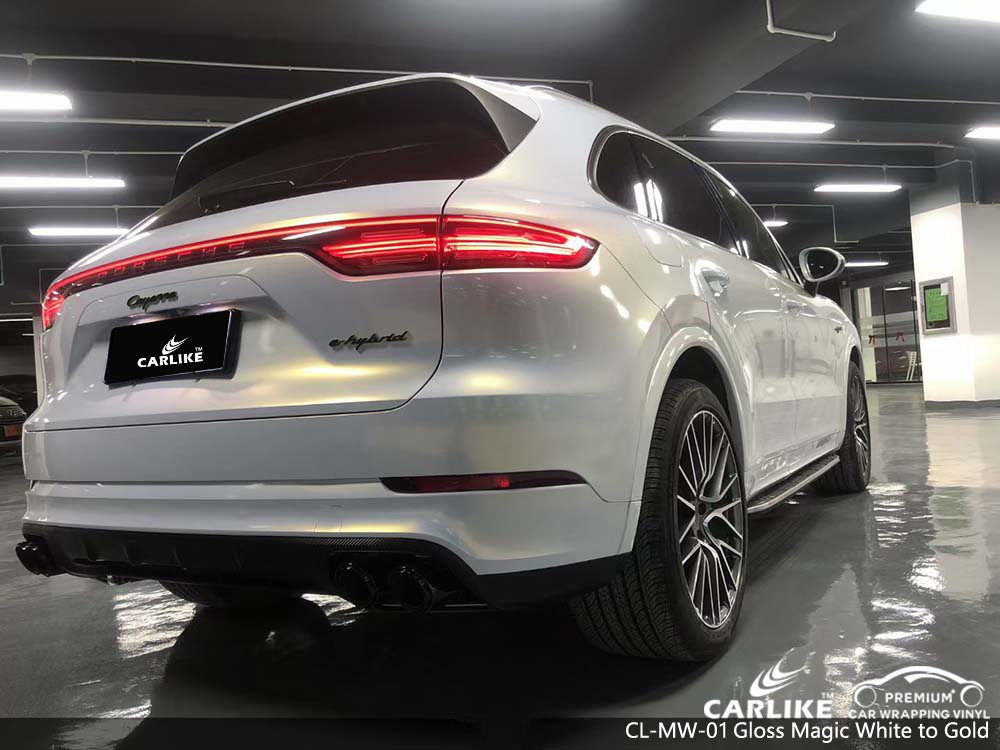 CL-MW-01 gloss magic white to gold car vinyl wrap for PORSCHE Tarlac Philippines