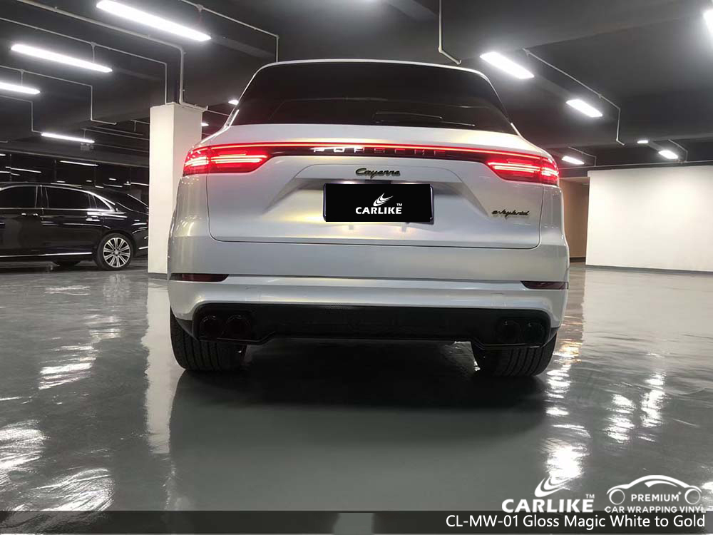CL-MW-01 gloss magic white to gold car vinyl wrap for PORSCHE Tarlac Philippines