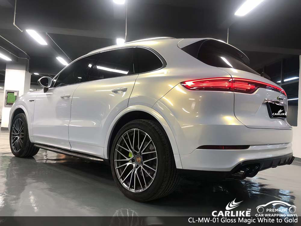 CL-MW-01 gloss magic white to gold car vinyl wrap for PORSCHE Tarlac Philippines
