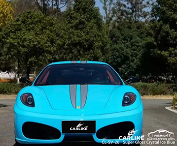 CL-SV-20 super brillant cristal glace bleu carrosserie vinyle wrap pour FERRARI