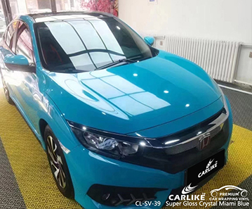 CL-SV-39 HONDA için süper parlak kristal miami mavi araba vinil şal tedarikçisi