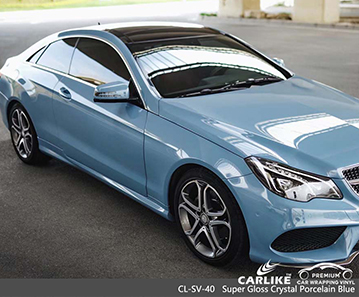 CL-SV-40 super gloss crystal china blue car vinyl wrap for MERCEDES-BENZ