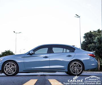 INFINITI için CL-SV-40 süper parlak kristal porselen mavi araba vinil sarma filmi