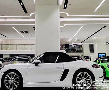 CL-EM-02 electro metallic pearl white vinyl vehicle wrap manufacturer for PORSCHE