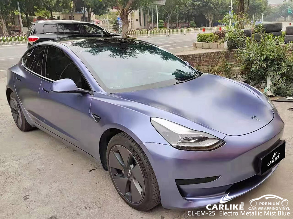 CL-EM-25 electro metallic mist blue vinyl auto wrap price for TESLA