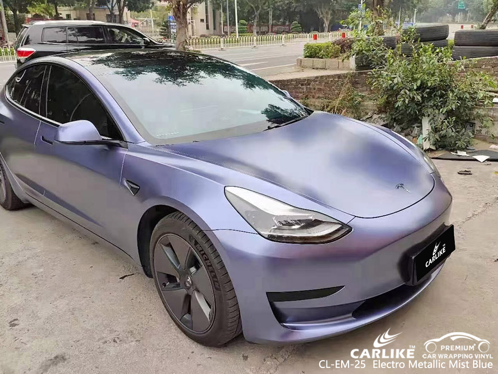 CL-EM-25 electro metallic mist blue vinyl auto wrap price for TESLA