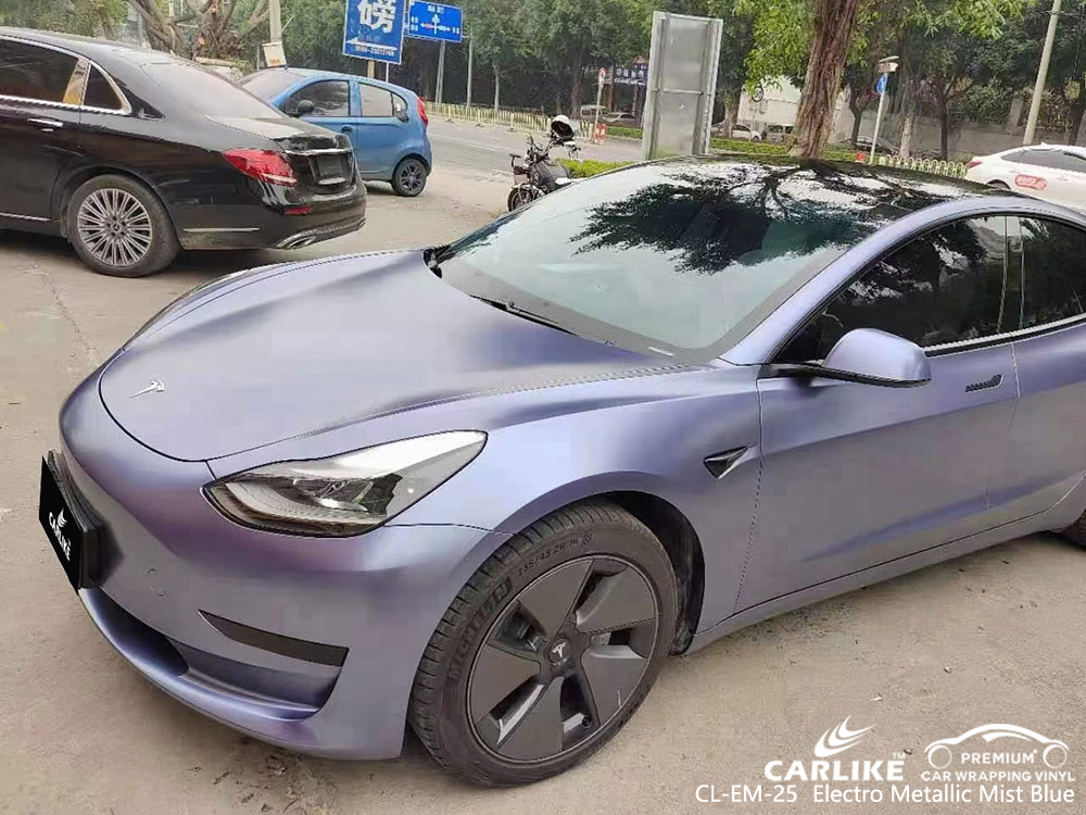 CL-EM-25 electro metallic mist blue vinyl auto wrap price for TESLA