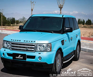 RANGE ROVER için CL-EM-26 elektro metalik açık gök mavisi vinil araba sarma fabrikası