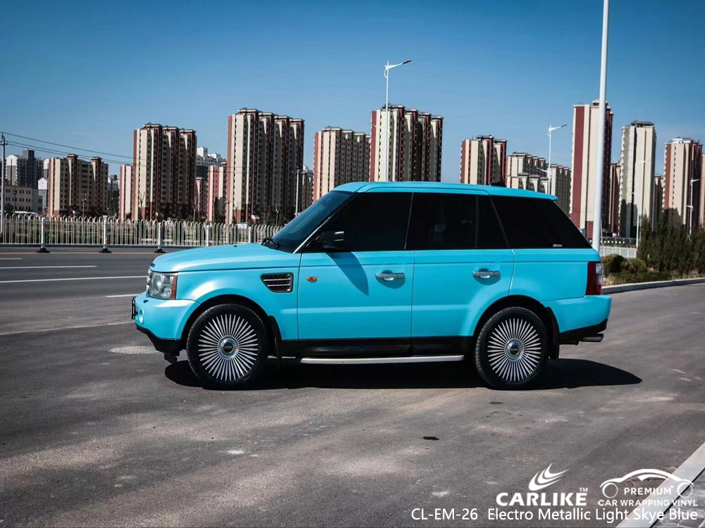 CL-EM-26 electro metallic light skye blue vinyl car wrap factory for RANGE ROVER