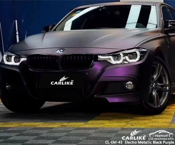 CL-EM-43 electro metallic black purple vinyl vehicle wrap factory for BMW