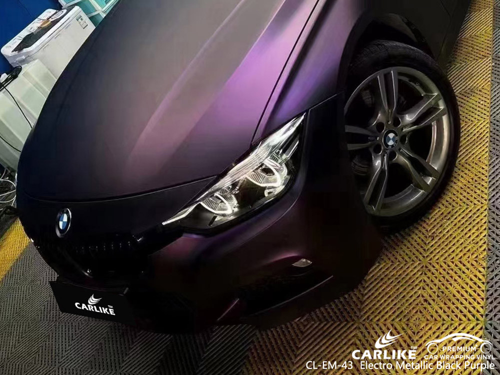 CL-EM-43 electro metallic black purple vinyl vehicle wrap factory for BMW