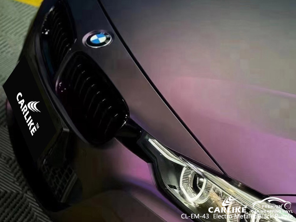 CL-EM-43 electro metallic black purple vinyl vehicle wrap factory for BMW