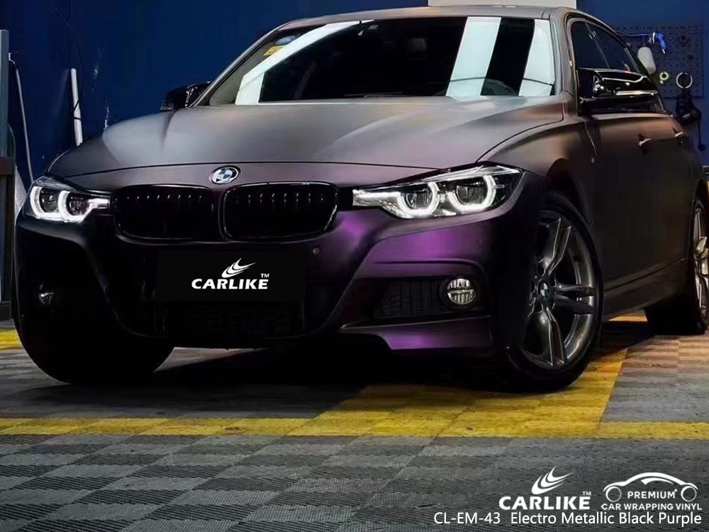 CL-EM-43 electro metallic black purple vinyl vehicle wrap factory for BMW