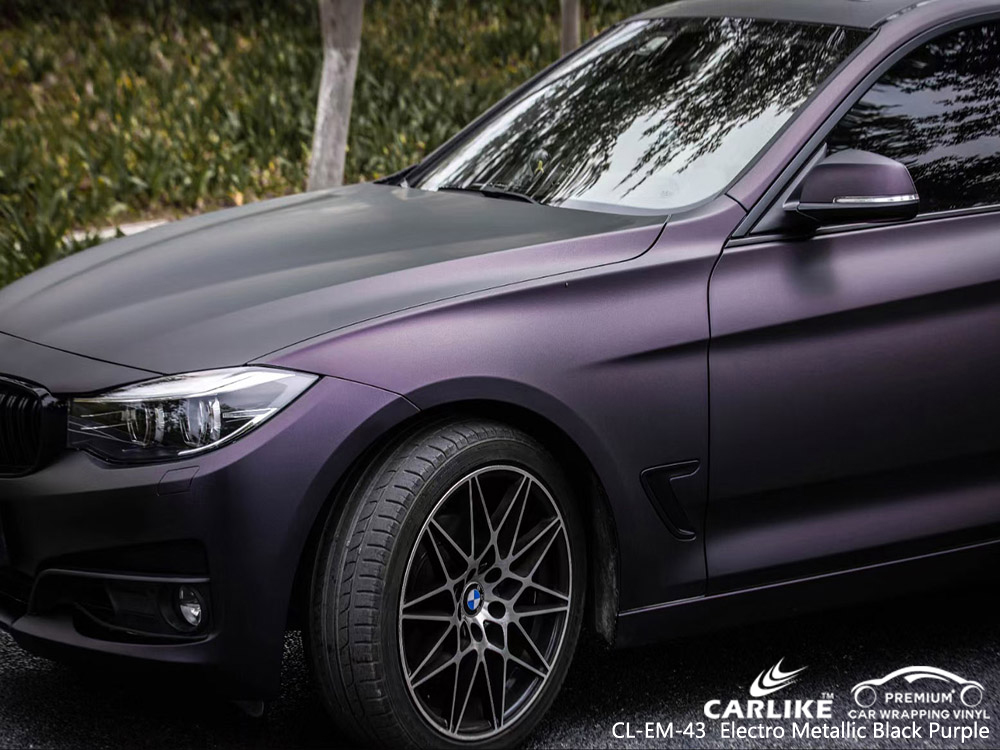 CL-EM-43 electro metallic black purple vinyl vehicle wrap manufacturer for BMW