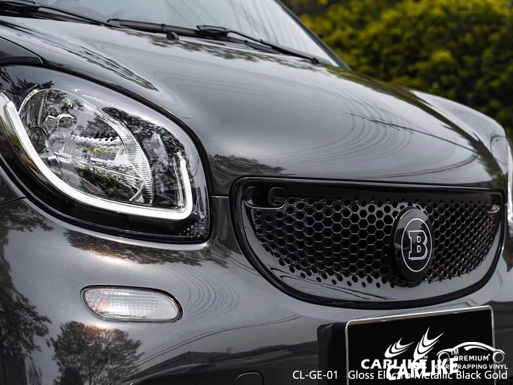 CL-GE-01 gloss electro metallic black gold vinyl auto wrap supplier for BRABUS