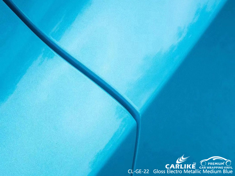 CL-GE-22 gloss electro metallic medium blue vinyl vehicle wrap factory for TESLA