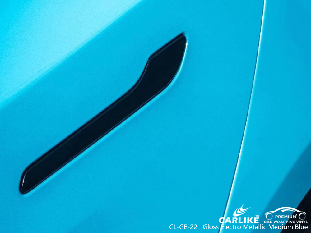 CL-GE-22 gloss electro metallic medium blue vinyl vehicle wrap factory for TESLA