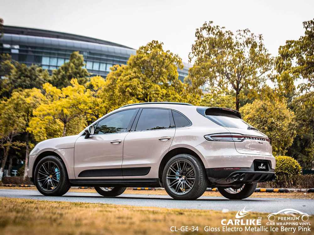 CL-GE-34 gloss electro metallic ice berry pink vinyl car wrap manufacturer for PORSCHE