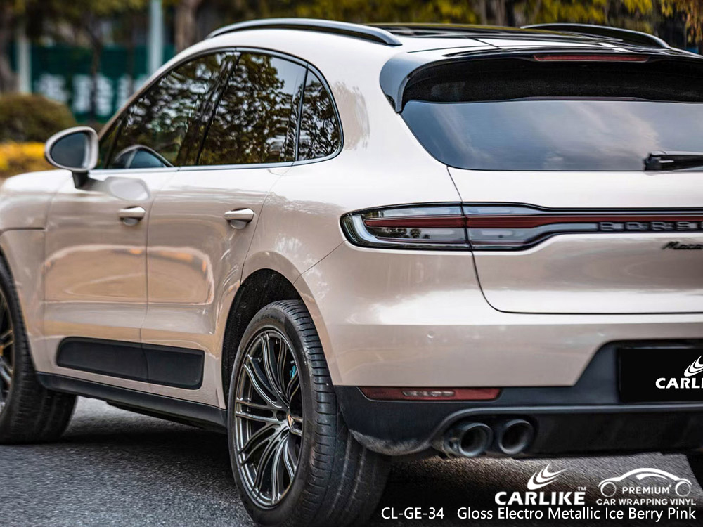 CL-GE-34 gloss electro metallic ice berry pink vinyl car wrap manufacturer for PORSCHE