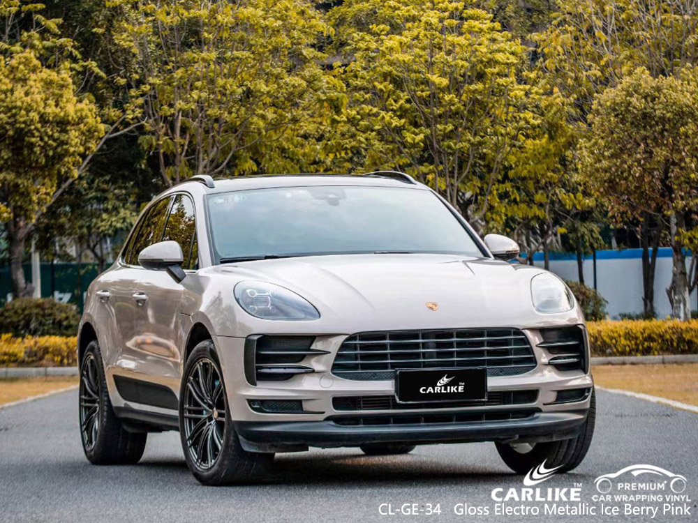 CL-GE-34 gloss electro metallic ice berry pink vinyl car wrap manufacturer for PORSCHE