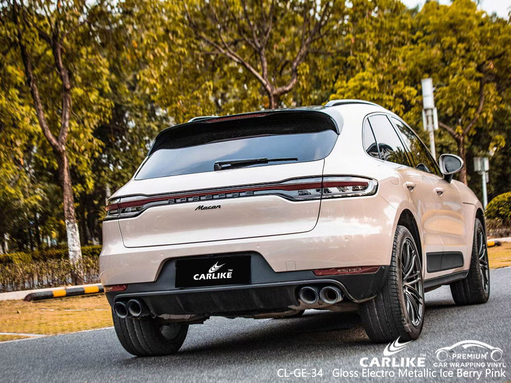 CL-GE-34 gloss electro metallic ice berry pink vinyl car wrap manufacturer for PORSCHE