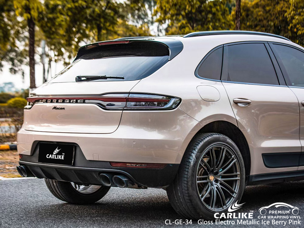 CL-GE-34 gloss electro metallic ice berry pink vinyl car wrap manufacturer for PORSCHE