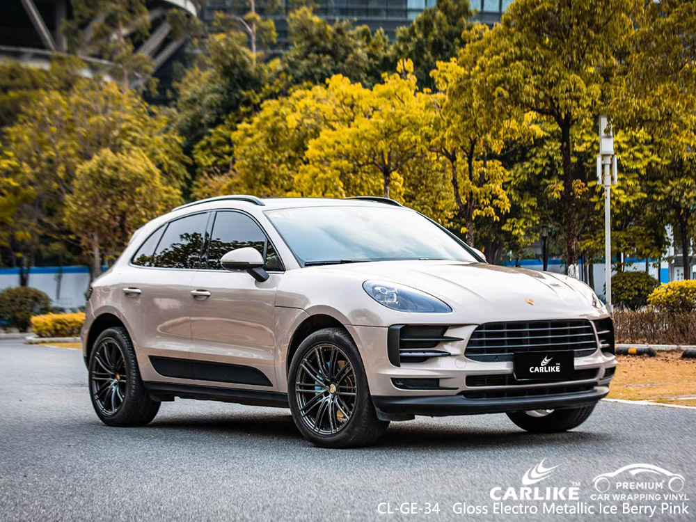 CL-GE-34 gloss electro metallic ice berry pink vinyl car wrap manufacturer for PORSCHE