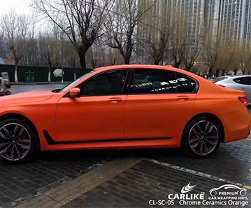 CL-SC-05 chrome ceramics orange vinyl auto wrap cost for BMW