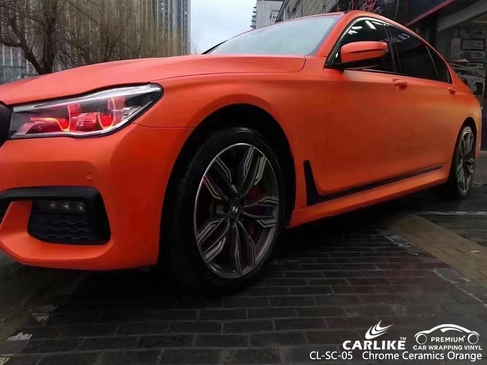 CL-SC-05 chrome ceramics orange vinyl auto wrap cost for BMW