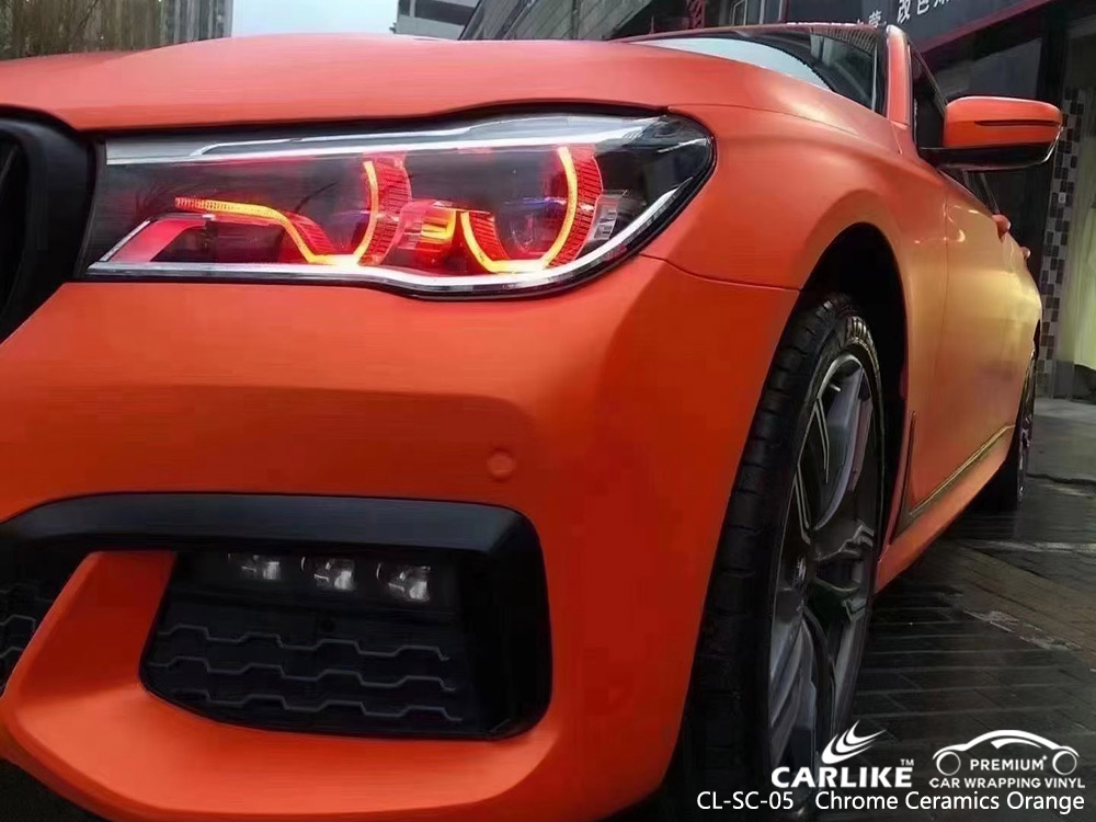 CL-SC-05 chrome ceramics orange vinyl auto wrap cost for BMW