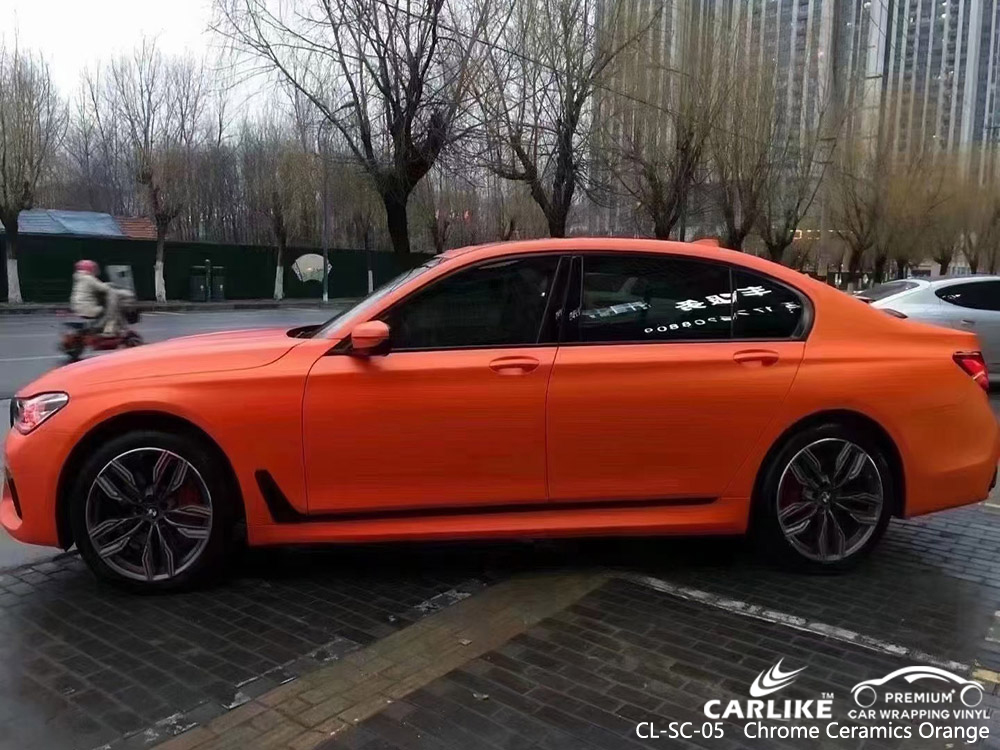 CL-SC-05 chrome ceramics orange vinyl auto wrap cost for BMW