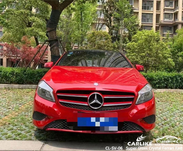 CL-SV-06 MERCEDES-BENZ için süper parlak kristal ferrari kırmızı vinil araç kaplama üreticisi