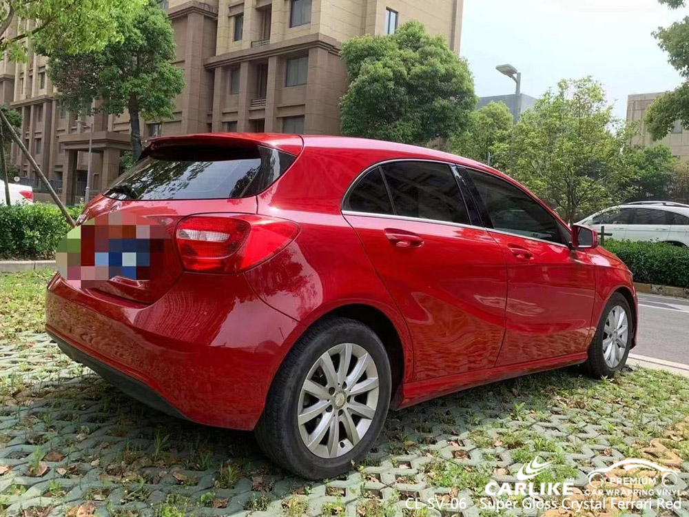 CL-SV-06 super gloss crystal ferrari red vinyl vehicle wrap manufacturer for MERCEDES-BENZ