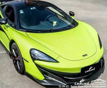CL-SV-27 MCLAREN için süper parlak kristal ihale yeşil vinil otomatik sarma maliyeti