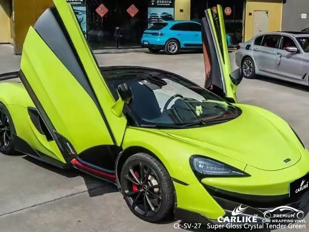 CL-SV-27 super gloss crystal tender green vinyl auto wrap cost for MCLAREN