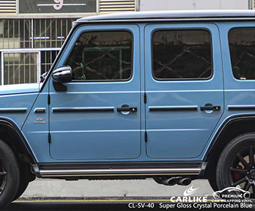 CL-SV-40 Super Gloss Crystal Porcelain Blue Vinyl Fahrzeugfolierung Fabrik für MERCEDES-BENZ