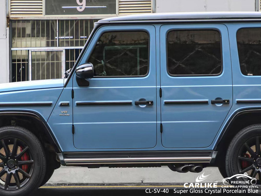 CL-SV-40 super gloss crystal porcelain blue vinyl vehicle wrap factory for MERCEDES-BENZ