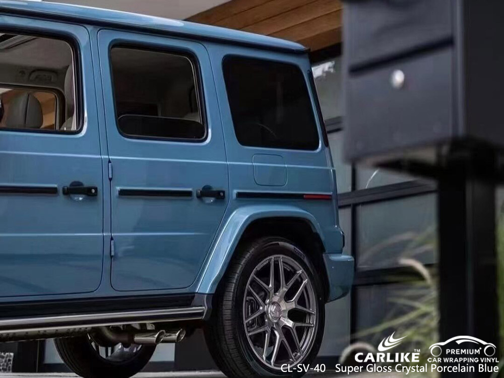CL-SV-40 super gloss crystal porcelain blue vinyl auto wrap price for MERCEDES-BENZ