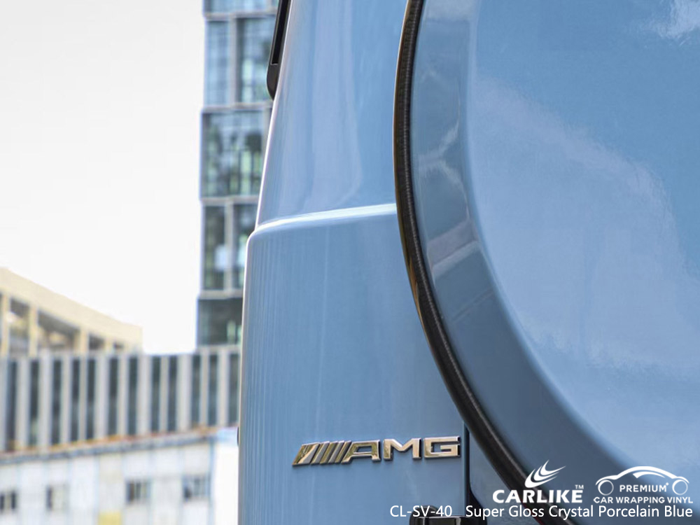CL-SV-40 super gloss crystal porcelain blue vinyl vehicle wrap factory for MERCEDES-BENZ