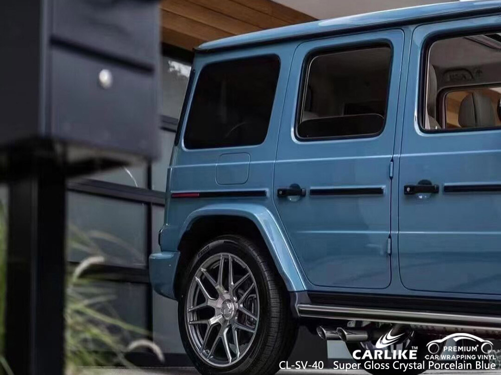 CL-SV-40 super gloss crystal porcelain blue vinyl auto wrap price for MERCEDES-BENZ