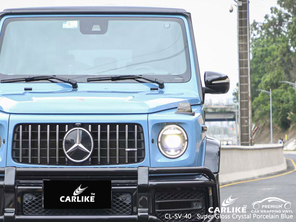 CL-SV-40 super gloss crystal porcelain blue vinyl vehicle wrap factory for MERCEDES-BENZ