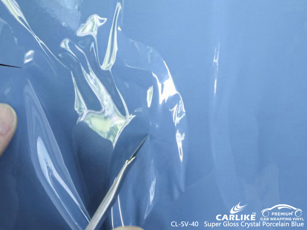 CL-SV-40 super gloss crystal porcelain blue vinyl vehicle wrap factory for MERCEDES-BENZ
