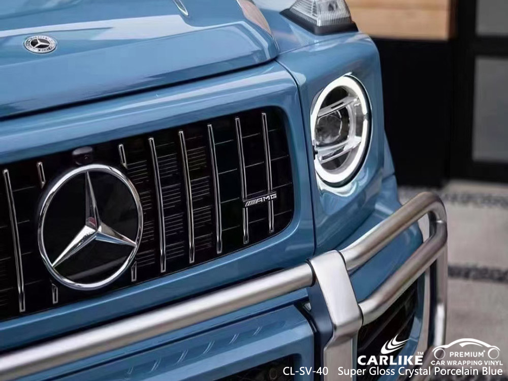 CL-SV-40 super gloss crystal porcelain blue vinyl auto wrap price for MERCEDES-BENZ