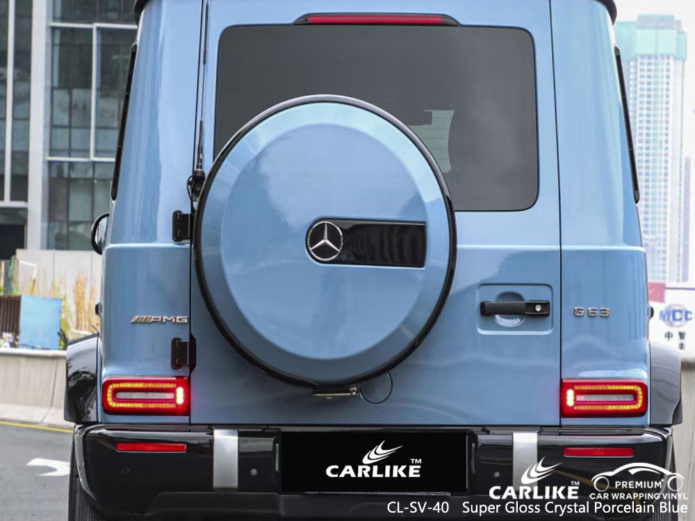 CL-SV-40 super gloss crystal porcelain blue vinyl vehicle wrap factory for MERCEDES-BENZ