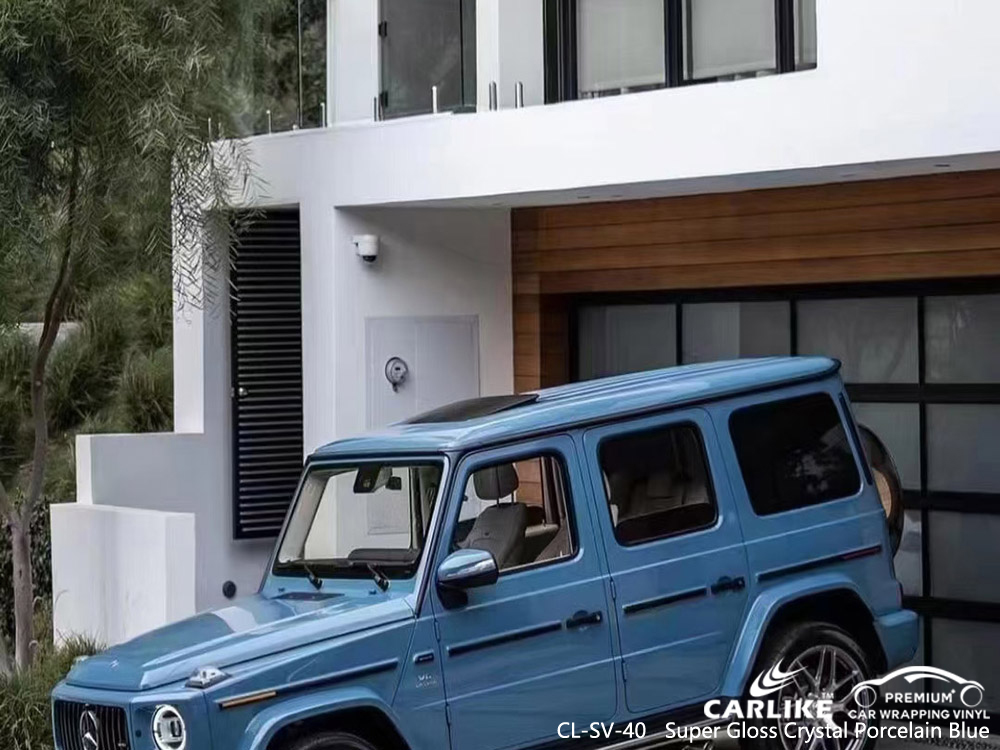 CL-SV-40 super gloss crystal porcelain blue vinyl auto wrap price for MERCEDES-BENZ