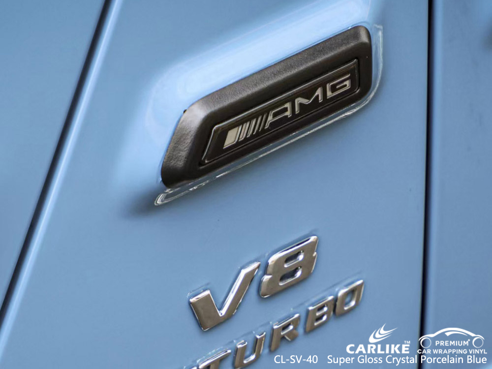 CL-SV-40 super gloss crystal porcelain blue vinyl vehicle wrap factory for MERCEDES-BENZ