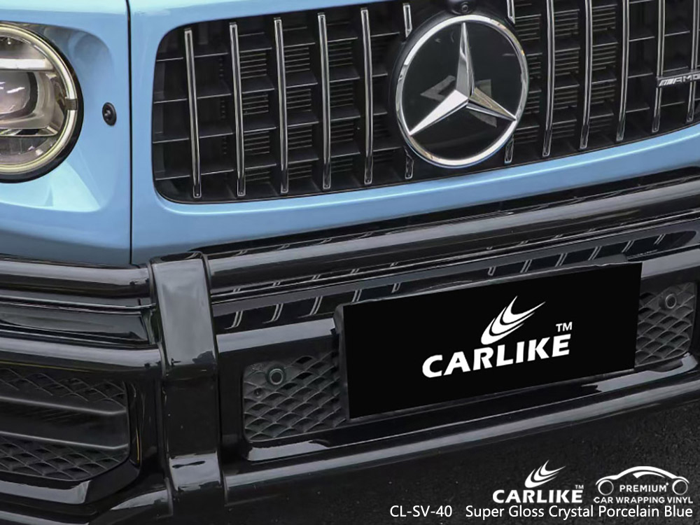 CL-SV-40 super gloss crystal porcelain blue vinyl vehicle wrap factory for MERCEDES-BENZ