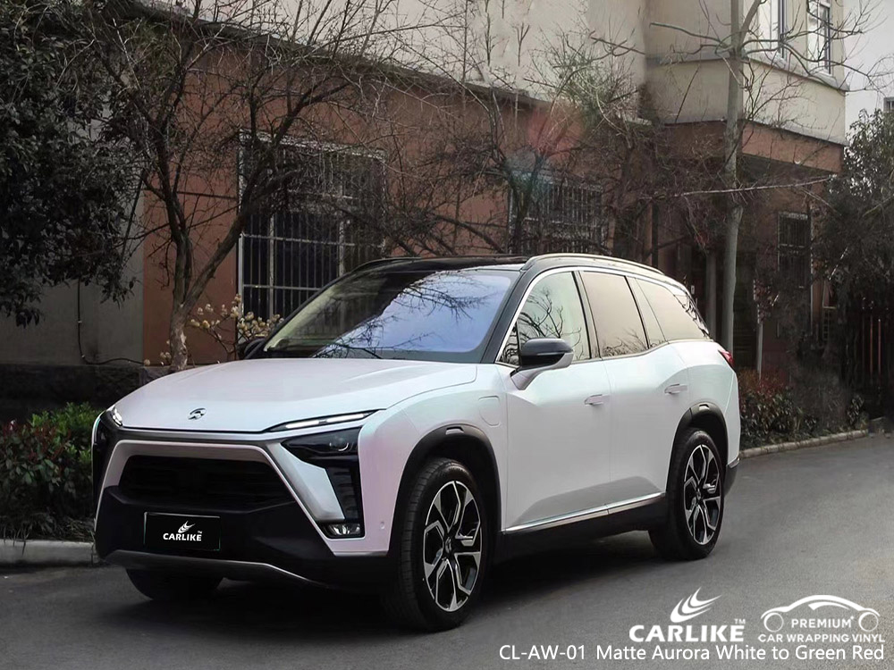 CL-AW-01 matte aurora white to green red wholesale vinyl vehicle wrap for NIO