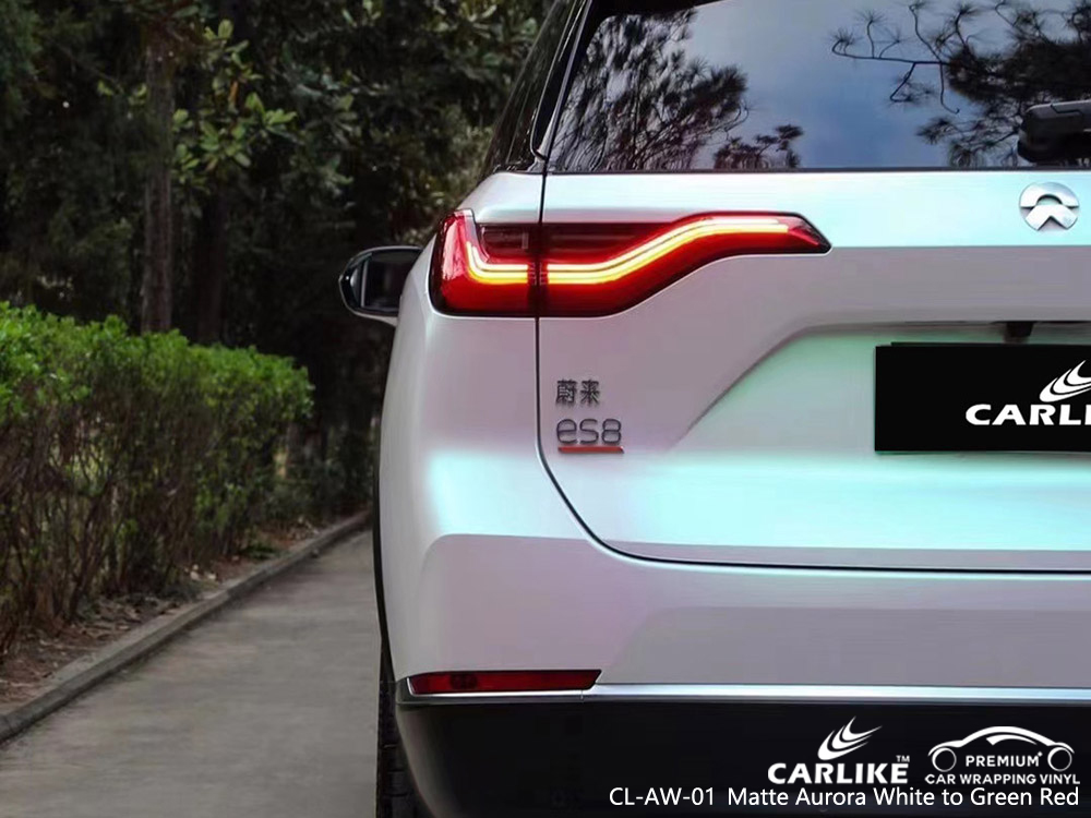 CL-AW-01 matte aurora white to green red wholesale vinyl vehicle wrap for NIO